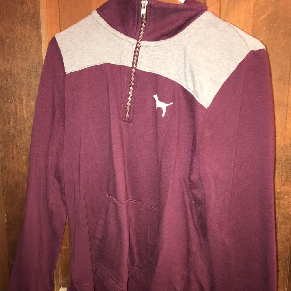 pink maroon quarter zip up